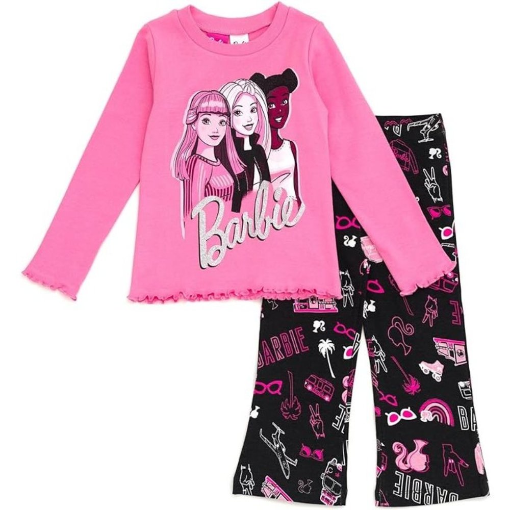 NWT Adorable Soft Pink Barbie Pants & Top Set Girls Costume +Gift
